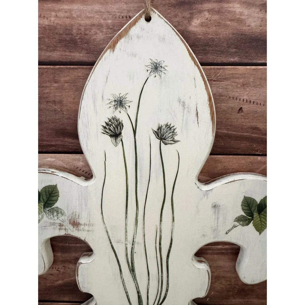 French country wall‎ decor set of two, botanical Fleur de Lis cottage wall art